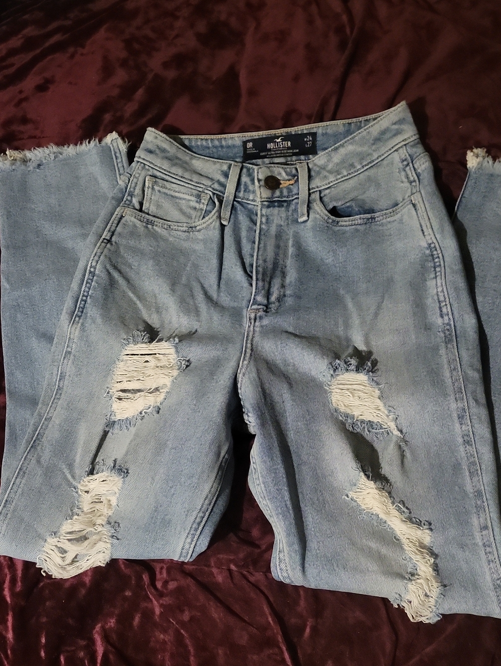 Hollister Light Wash Distressed Boyfriend Jeans